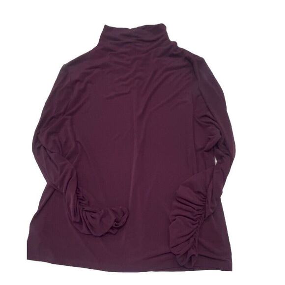 Susan Graver 1X Plum Purple Ruched Turtleneck Stretch Long Sleeve Liquid Knit - Picture 8 of 8